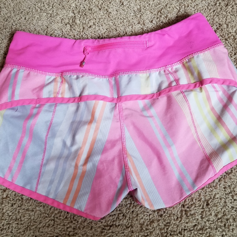 Rare Lulemon speed shorts sz 4 pink multi stripes